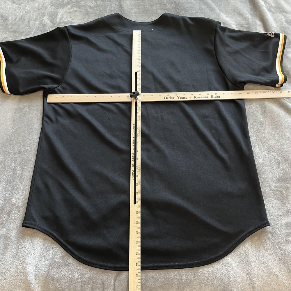 Bees Baseball Jersey Shirt Mens XL Black Yellow Button Front Polyester Adult - Picture 6 of 11